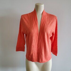 Olsen W M Lightweight Ctn Blend Orange 3/4 Sleeve Buttonless Short Cardigan A205
